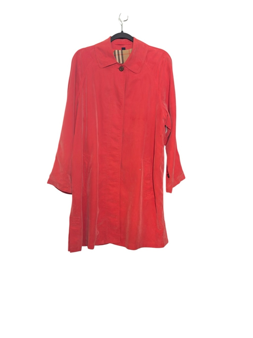 Burberry Fall Red Trench Coat with Classic Check Lining & Pockets sz XS - Picture 2 of 15